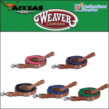 8ft WEAVER LEATHER BARREL PLEASURE REIN WITH RUBBER GRIP HORSE ROPING