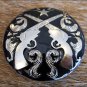 CN047F- 2 CROSS GUNS SILVER ROUND CONCHOS SADDLE HEADSTALL HORSE TACK 1.5IN