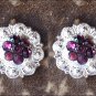 SET OF 8 CRYSTAL AMETHYST BERRY CONCHO RHINESTONE HEADSTALL SADDLE BLING COWGIRL