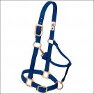 WEAVER NAVY HORSE NYLON HEAT SEALED BUCKLE HALTER ADJUSTABLE CHIN THROAT