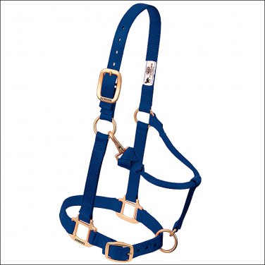WEAVER NAVY HORSE NYLON HEAT SEALED BUCKLE HALTER ADJUSTABLE CHIN THROAT