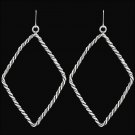 3D LOULABELLE FRENCH HOOK HYPOALLERGENIC DIAMOND SHAPE SILVER ROPE EARRING