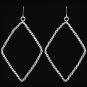 3D LOULABELLE FRENCH HOOK HYPOALLERGENIC DIAMOND SHAPE SILVER ROPE EARRING