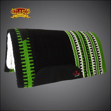 MADE IN USA FE327 HILASON WESTERN WOOL FELT SADDLE BLANKET PAD GREEN BLACK WHITE