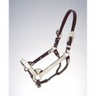 TOUGH 1 HORSE ROYAL KING SILVER LEATHER BRIGHT CUT EDGE SHOW HALTER DARK OIL