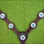 NEW HILASON WESTERN LEATHER HORSE BREAST COLLAR DARK BROWN W/ TURQUOISE CONCHO