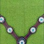 NEW HILASON WESTERN LEATHER HORSE BREAST COLLAR DARK BROWN W/ TURQUOISE CONCHO