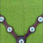 NEW HILASON WESTERN LEATHER HORSE BREAST COLLAR DARK BROWN W/ TURQUOISE CONCHO