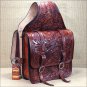 HILASON WESTERN FLORAL ACORN TOOL LEATHER COWBOY TRAIL RIDE HORSE SADDLE BAG