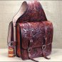 HILASON WESTERN FLORAL ACORN TOOL LEATHER COWBOY TRAIL RIDE HORSE SADDLE BAG