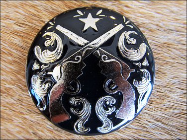 CN047F- 8 CROSS GUNS SILVER ROUND CONCHOS SADDLE HEADSTALL HORSE TACK 1.5IN
