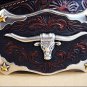 42in. JUSTIN CLASSIC WESTERN GENUINE LEATHER MEN BELT LONGHORN BUCKLE BROWN
