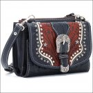 AW769 AMERICAN WEST NAVY BLUE LEATHER LADIES SMALL HANDBAG WALLET COMBO PURSE