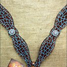 HILASON WESTERN LEATHER HORSE BREAST COLLAR GIRAFFE TURQUOISE CONCHO BLING