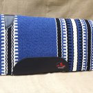 FEP279 HILASON WESTERN NEW ZEALAND WOOL HORSE SADDLE BLANKET LACK WHITE BLUE