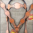 S309 NEW HILASON WESTERN LEATHER HORSE BRIDLE HEADSTALL BREAST COLLAR TAN