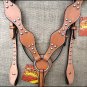 S309 NEW HILASON WESTERN LEATHER HORSE BRIDLE HEADSTALL BREAST COLLAR TAN