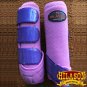 SMALL HILASON GLITTER PURPLE HORSE REAR LEG PROTECTION ULTIMATE SPORTS BOOT PAIR