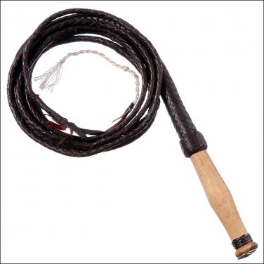 12FT TOUGH-1 SWIVEL WOOD HANDLE HAND BRAIDED LEATHER BULL WHIP