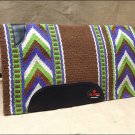 FEP266 MADE N USA HILASON WESTERN WOOL FELT SADDLE BLANKET PAD BROWN GREEN WHITE