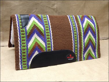 FEP266 MADE N USA HILASON WESTERN WOOL FELT SADDLE BLANKET PAD BROWN GREEN WHITE