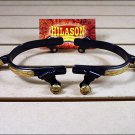 HILASON BLACK STEEL MEN ROPING SPURS SOLID BRASS ENGRAVED TRIM AND ROWEL