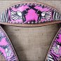 S521 HILASON WESTERN ZEBRA LEATHER HORSE HEADSTALL BREAST COLLAR ANGEL CROSS GUN
