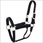BLACK HILASON PADDED 1 INCH NYLON AVERAGE HORSE HALTER BRASS PLATED HARDWARE