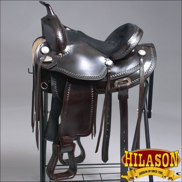 TO108DB-F HILASON TREELESS WESTERN LEATHER TRAIL PLEASURE HORSE RIDING SADDLE 16