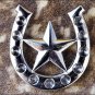 SET OF 2 NICKEL FINISH HORSESHOE STAR DESIGN CONCHO HEADSTALL SADDLE COWGIRL