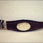 JUSTIN BUCKAROO SILVER PLATED COWBOY LEATHER HATBAND BROWN W/ BUCKLE