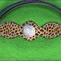 HILASON WESTERN LEATHER HEADSTALL BREAST COLLAR CHEETAH LEOPARD AB BLING CONCHO