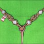 HILASON WESTERN LEATHER HEADSTALL BREAST COLLAR CHEETAH LEOPARD AB BLING CONCHO