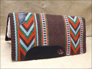 MADE IN USA HILASON WESTERN WOOL FELT SADDLE BLANKET PAD BROWN ORANGE DARK GREEN