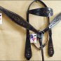 f322 HILASON WESTERN HAND TOOL LEATHER BRIDLE HEADSTALL BREAST COLLAR DARK BROWN