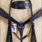 f322 HILASON WESTERN HAND TOOL LEATHER BRIDLE HEADSTALL BREAST COLLAR DARK BROWN