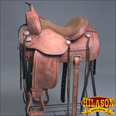 TO10RO-F HILASON TREELESS WESTERN LEATHER TRAIL PLEASURE HORSE RIDING SADDLE 18"