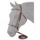 TOUGH 1 RAISED SNAFFLE ENGLISH LEATHER HORSES HEAD BRIDLE W/STONE CRYSTALS BROWN