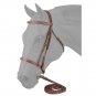 TOUGH 1 RAISED SNAFFLE ENGLISH LEATHER HORSES HEAD BRIDLE W/STONE CRYSTALS BROWN