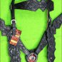 HILASON LEATHER WESTERN HORSE BRIDLE HEADSTALL BREAST COLLAR BLACK HAND CARVED