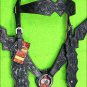 HILASON LEATHER WESTERN HORSE BRIDLE HEADSTALL BREAST COLLAR BLACK HAND CARVED
