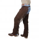 MEDIUM TOUGH 1 QUALITY SUEDE LEATHER WESTERN FRINGED CHAPS BROWN