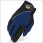 09 SIZE HERITAGE COMPETITION HORSE RIDING GLOVE LYCRA NYLON LEATHER NAVY/BLACK