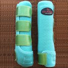 MED HILASON GLITTER GREEN HORSE FRONT LEG PROTECTION ULTIMATE SPORTS BOOT PAIR