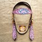 S565 NEW HILASON WESTERN HAND PAINT CROWN LEATHER HORSE BRIDLE HEADSTALL PINK