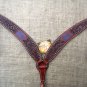 S70 HILASON WESTERN LEATHER HORSE BREAST COLLAR MAHOGANY W/ BLUE HEART CROSS GUN