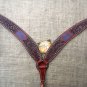 S70 HILASON WESTERN LEATHER HORSE BREAST COLLAR MAHOGANY W/ BLUE HEART CROSS GUN