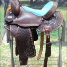 BH109-F HILASON WESTERN LEATHER BARREL RACING TRAIL PLEASURE RIDING SADDLE 15"