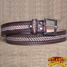 GM202DBRO-F HILASON HAND MADE HEAVY DUTY BUFFALO HIDE LEATHER STICHED BELT 44"
