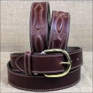 42 inch SILVER CREEK BROWN OIL FANCY PADDED MEN'S LEATHER BELT COWBOY